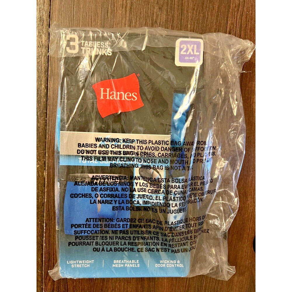 Hanes X-Temp Men 2XL (44-46") Tagless Trunks x3 Underwear Suport Pouch NEW